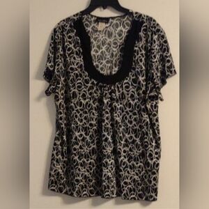Brittany Black black/white short sleeve blouse 3XL